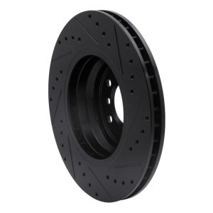 BMW 335I xDrive Brake Rotor (1) - Front Left - R1 Concepts - Drilled & Slotted - Black - `07-`15